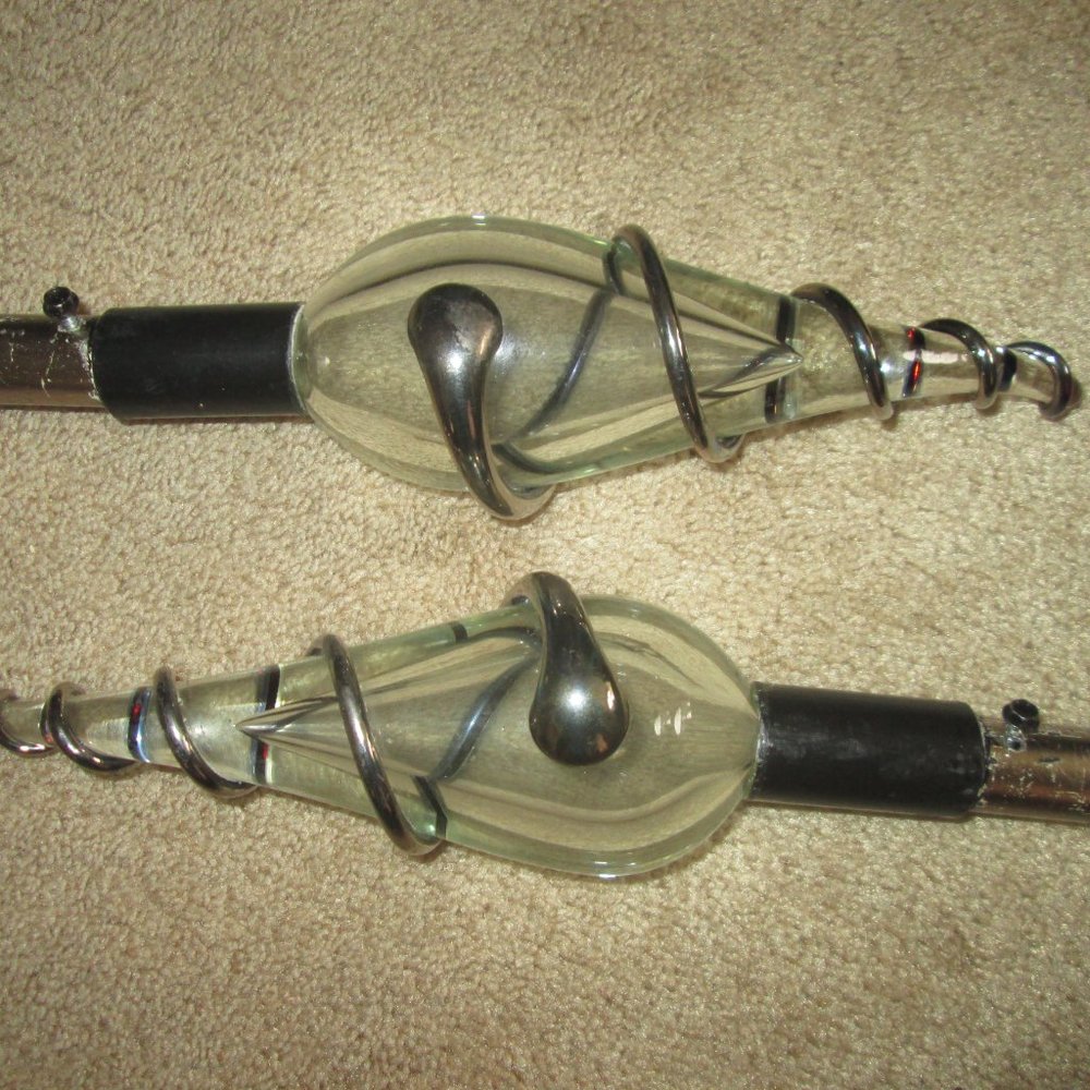 Finials rod ends, pair, Glass, Retro, Vintage